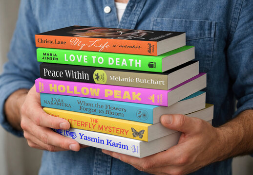 Colorful Books Mockup Held Together PSD
