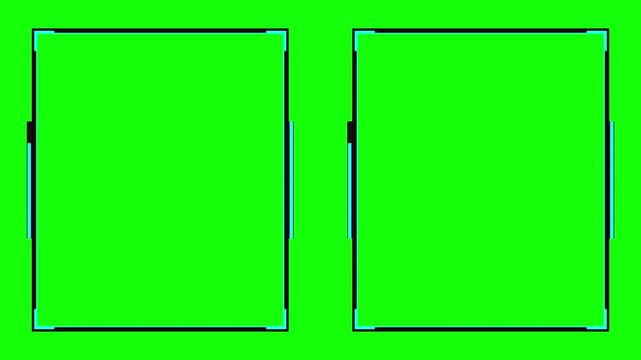 Dual green screen video frames with animated borders. 4K Video
