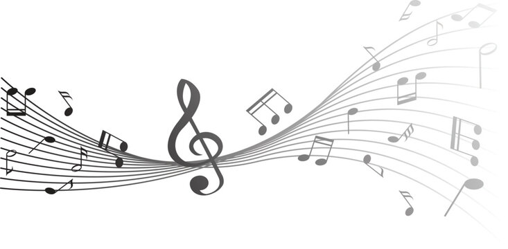 Abstract Music Background with Notes and Treble Clef