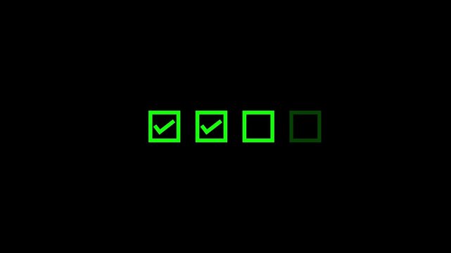 A series of four squares are displayed with the first one highlighted in bright green