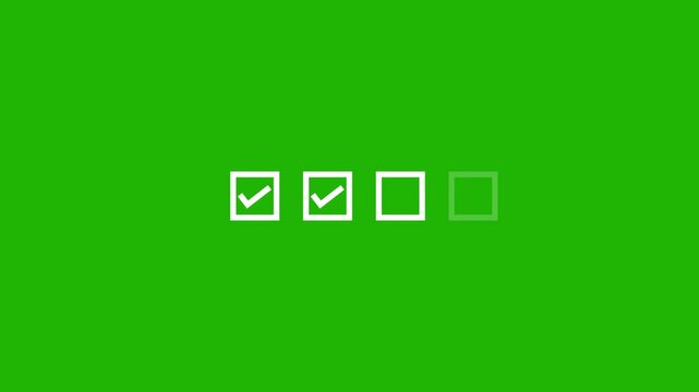 A vibrant green background features a row of four squares one white and three green