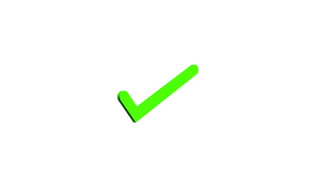 A vibrant green checkmark symbol is displayed against a plain white background indicating approval high quality