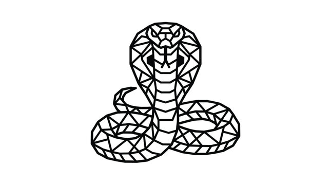Minimalist Geometric Cobra Snake Head Vector | Modern Striking Cobra Icon Isolated PNG Line Art