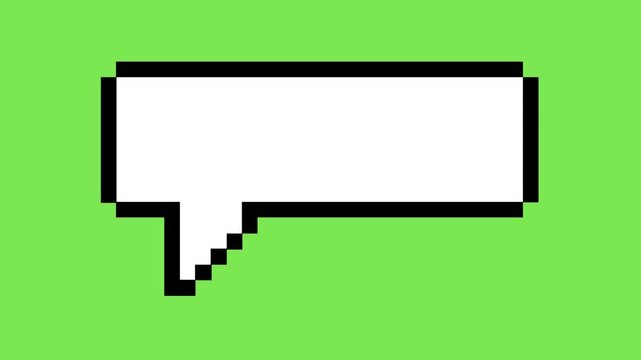 Vibrant retro pixel art speech bubble graphic designed for digital communication, featuring a classic 8-bit style chat box icon and versatile dialogue element