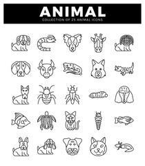 Fototapeta premium animal icons in outline style on a white background.