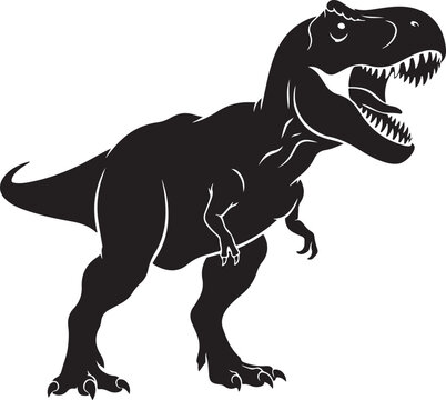 T Rex Dinosaur Black Silhouette Vector Prehistoric Animal Illustration