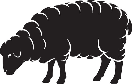 Sheep Black Silhouette Vector Farm Animal Wool Illustration