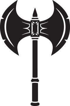 Double Axe Black Silhouette Vector Fantasy Weapon Icon Design