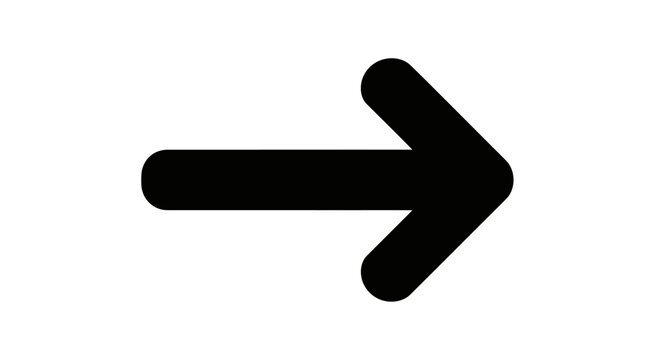 Black arrow icon, right pointing arrow, vector direction symbol, navigation pointer