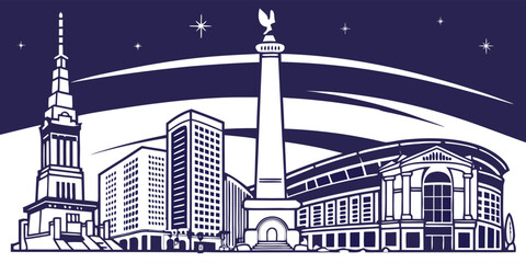 Obraz premium Indianapolis Skyline with Monument and Stadium.