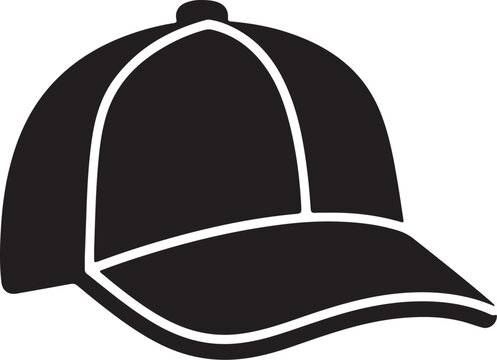 Baseball Cap Black Silhouette Vector Hat Fashion Accessory Icon
