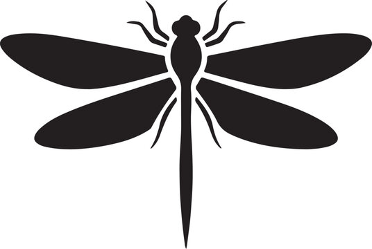 Dragonfly Black Silhouette Vector Insect Icon Minimal Design