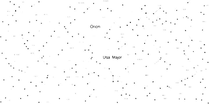 Star chart illustration depicting the constellations orion and ursa major