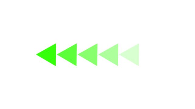 Series of green triangles with diminishing opacity progressing to the right