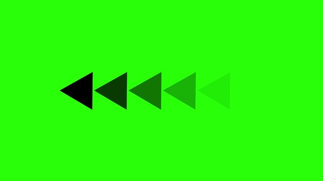 A series of black and green triangles pointing left on green