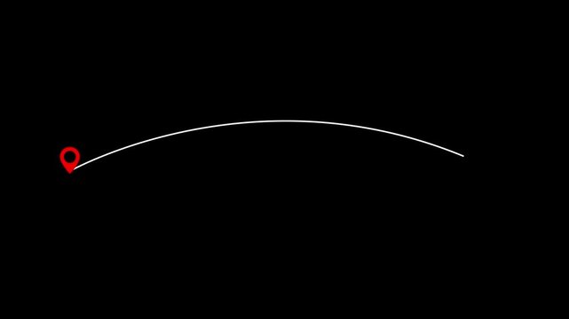 A simple black background with white text and a red location pin