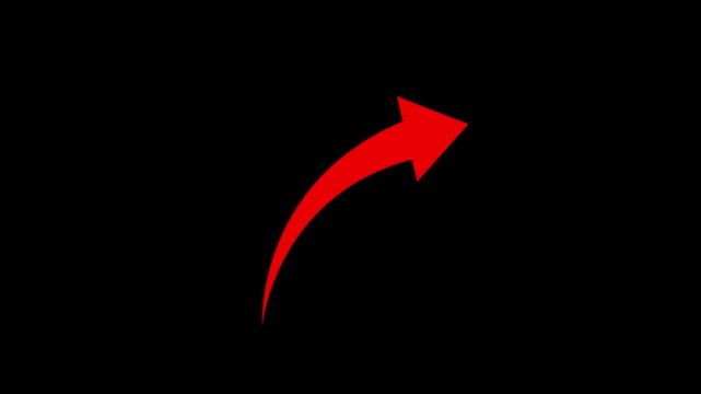 A bright red arrow pointing upwards against a solid black background