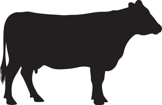 Cow Black Silhouette Vector Farm Animal Side View Illustration