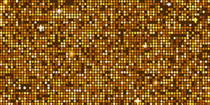 Abstract golden background with binary code and sparkling star effects