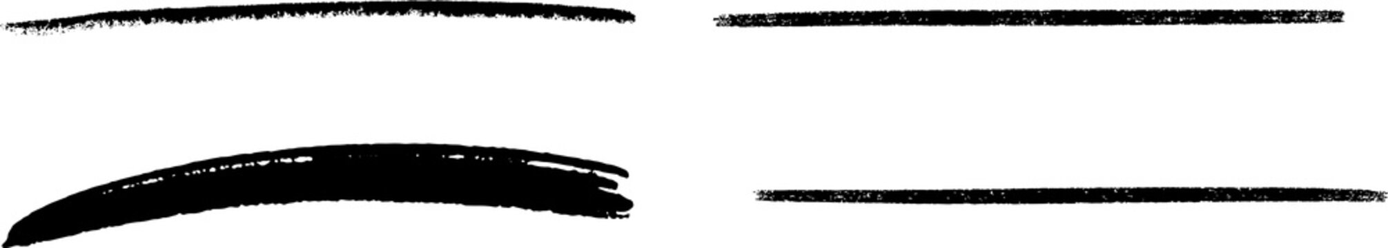 Black Line Stroke Set of wavy horizontal lines. Marker hand-drawn line border set and scribble design elements. Lines hand drawn paint brush stroke. Vector set isolated on white. Hand drawn scribble.