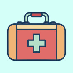 Fototapeta premium Stylized illustration of a first aid kit on a light blue background