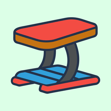 Stylized Step Up Exercise Platform with Bold Color and Line Work