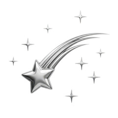 Obraz premium 3d metallic shooting star with trail and sparkles isolated on transparent background