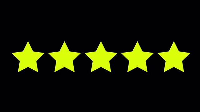 Five-star rating icon on a sleek black background, symbolizing excellence, premium quality, and top-tier customer reviews for service and product satisfaction