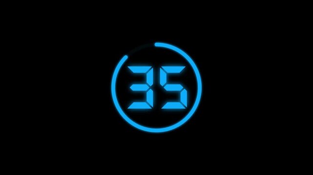 Countdown timer from 40 to 0 seconds real time. Modern flat design of countdown animation isolated on transparent background with alpha channel 40 Seconds Digital Countdown Timer Animation