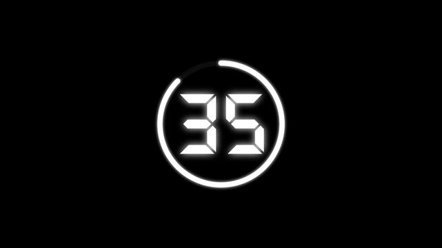 Countdown timer from 40 to 0 seconds real time. Modern flat design of countdown animation isolated on transparent background with alpha channel 40 Seconds Digital Countdown Timer Animation