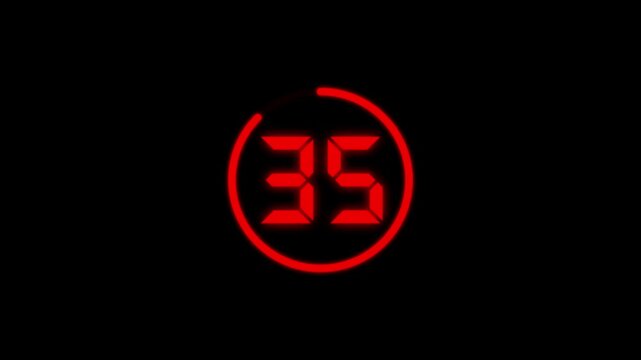 Countdown timer from 40 to 0 seconds real time. Modern flat design of countdown animation isolated on transparent background with alpha channel 40 Seconds Digital Countdown Timer Animation