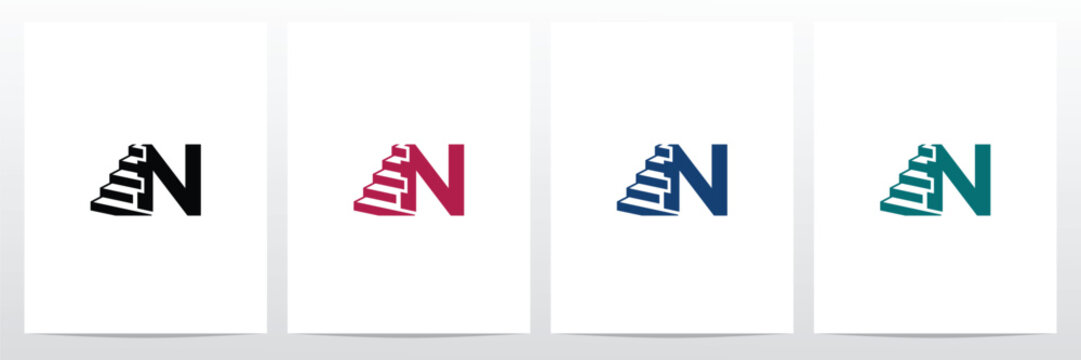 Stairs With Letter Logo N Design Concept