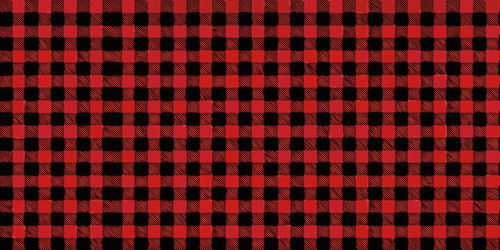 A repeating pattern of red and black checkered squares fills the frame