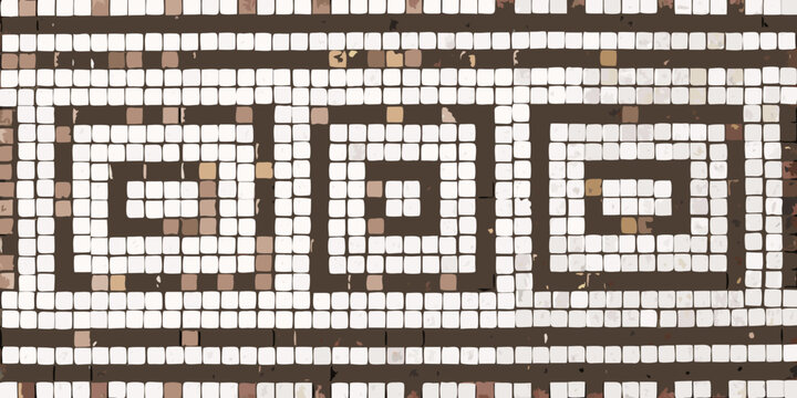 A detailed close up of an ancient geometric mosaic tile pattern