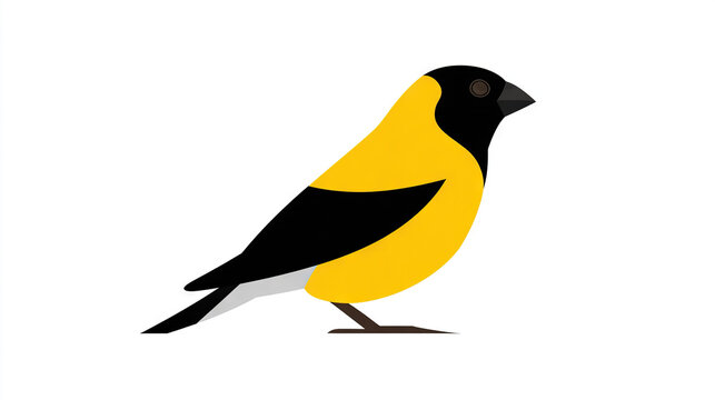 Black and Yellow Bird Standing on Branch