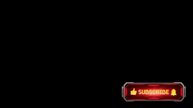 Animated subscribe button icons with glowing red effect and white cursor on black background