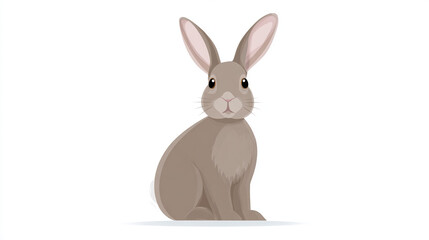 Obraz premium Cute Rabbit Sitting on Plain Background