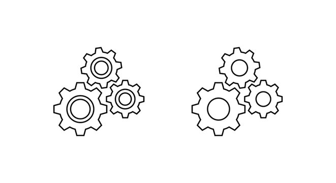 Cogwheel gear outline icon. Settings mechanism symbol. Configuration symbol