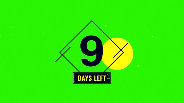 9 Days Left, Number Nine in a Diamond Shape with Rectangle  Graphic Design Element for Various Uses