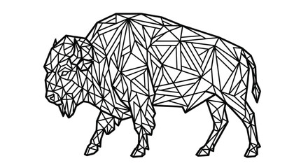 Obraz premium Geometric Bison Vector Illustration | Minimalist American Buffalo Polygon Logo for Strength