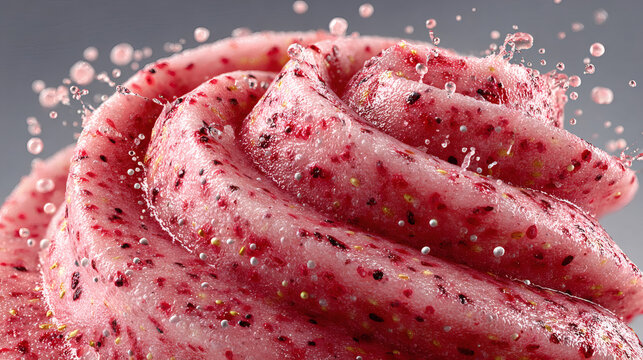 Raspberry swirl ice cream with splash
