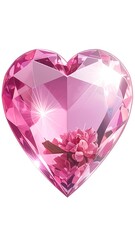 Fototapeta premium A large pink heart-shaped gemstone with floral design