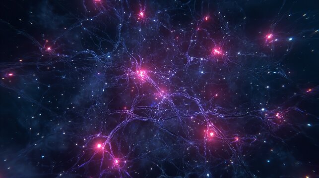 Abstract illustration of neural pathways and connections between neurons for research.