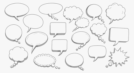 Obraz premium Assortment of Hand-Drawn Speech Bubbles in Various Shapes and Styles