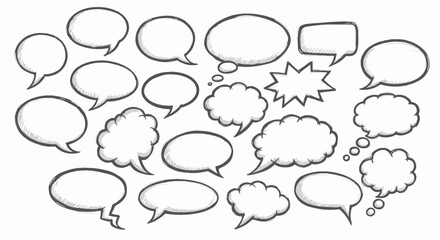 Fototapeta premium Hand-drawn Speech Bubbles Collection with Various Shapes and Outlines