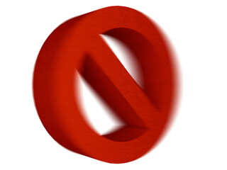 Fototapeta premium Textured 3D Red No Sign, Prohibition Symbol Isolated on a Transparent Background