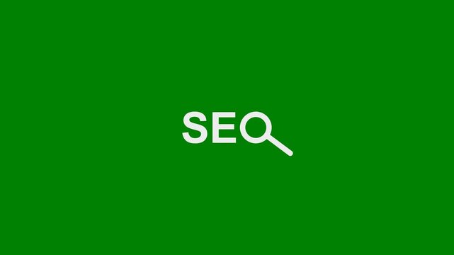 SEO (Search Engine Optimization) concept - minimal motion graphics clip with Green Background, Seamless Looping, foreground color 7.5% gray
