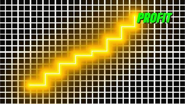 Corporate revenue optimization with golden trend line and profit.
