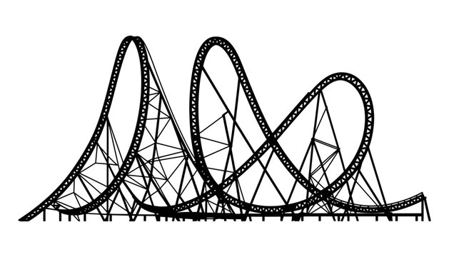 A rollercoaster vector silhouette illustration on a white background