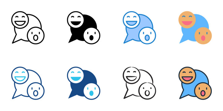 Emotes icons set multiple style collection. Editable stroke 
